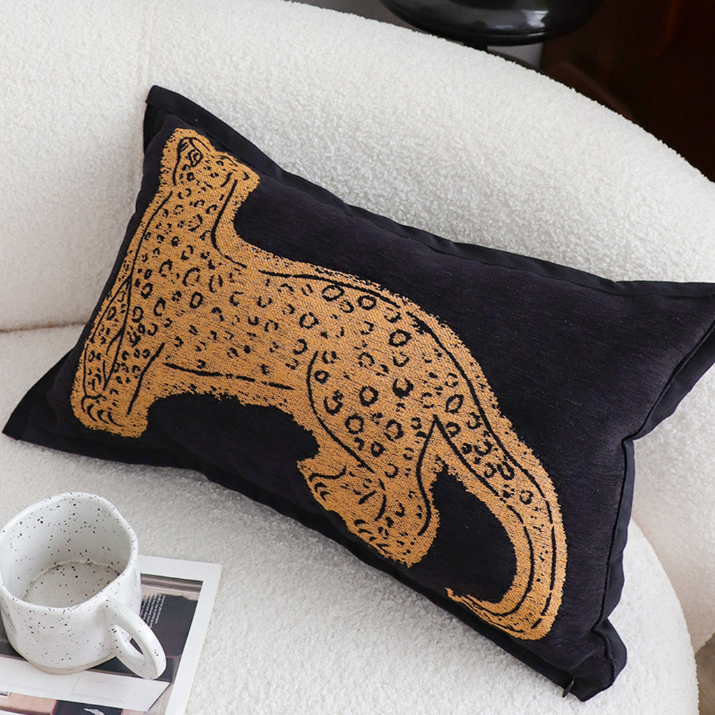 SOGA 30cm Modern Charcoal Gray Leopard Pattern Throw Pillow