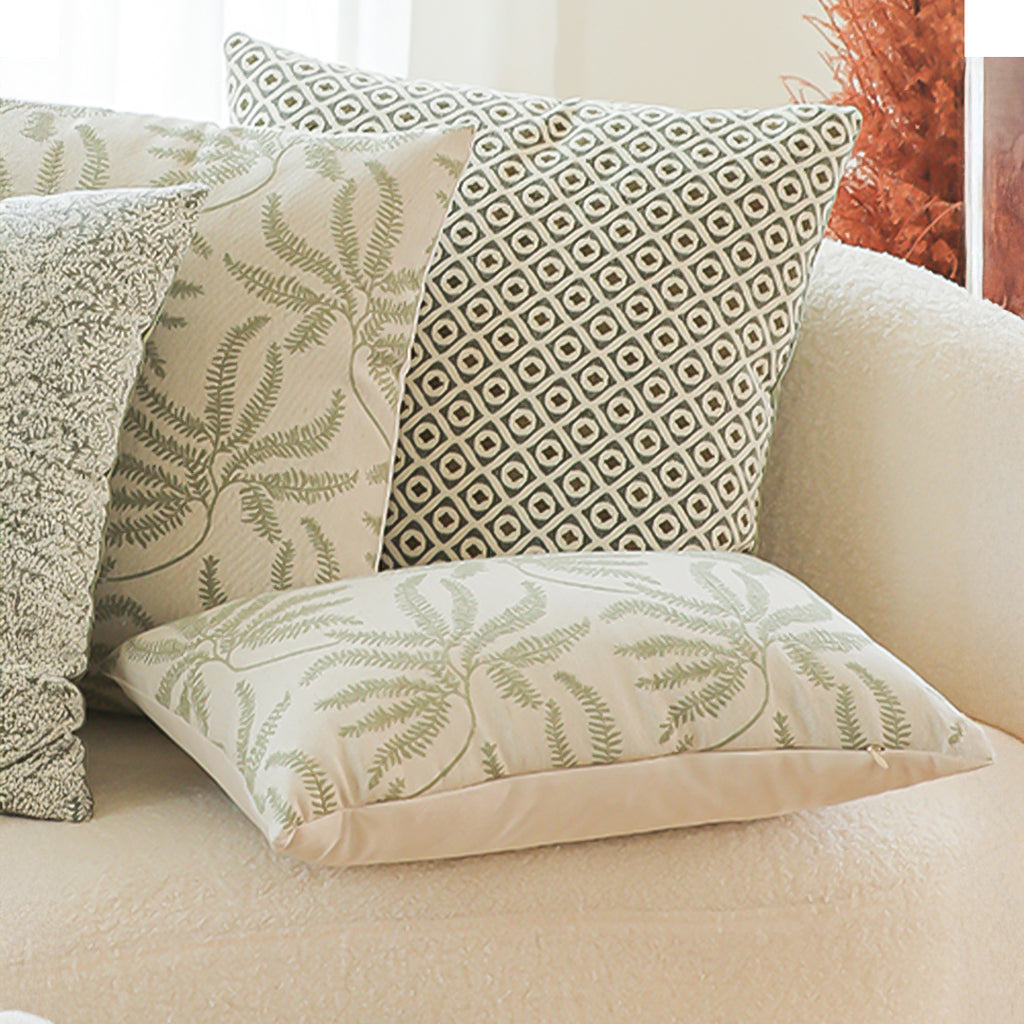 SOGA 2X 35cm Botanical Green Fern Leaf Embroidered Throw Pillow