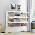 7 Tier 3 Column White Shoe Rack Organizer