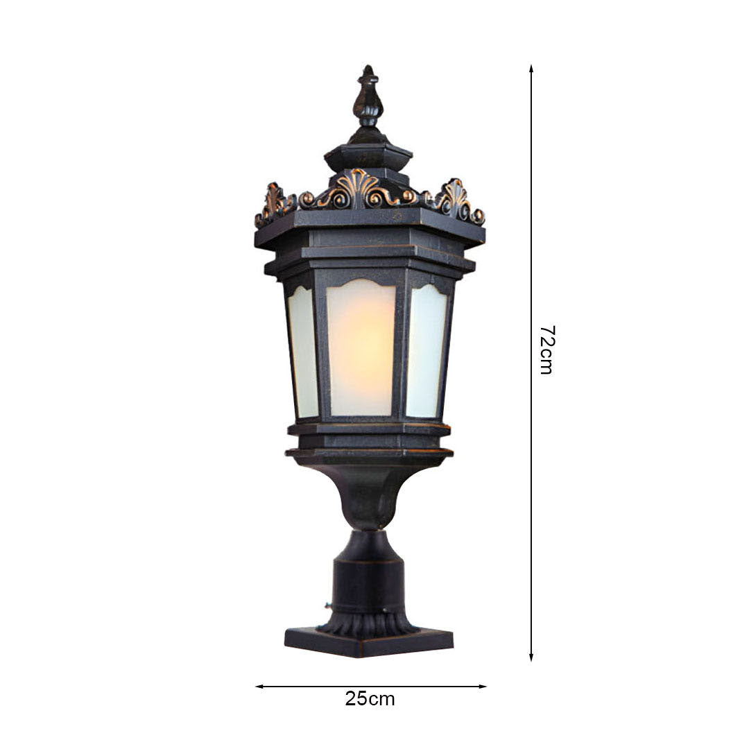 72cm Lantern Stand Elegant Aluminum & Glass Outdoor Light