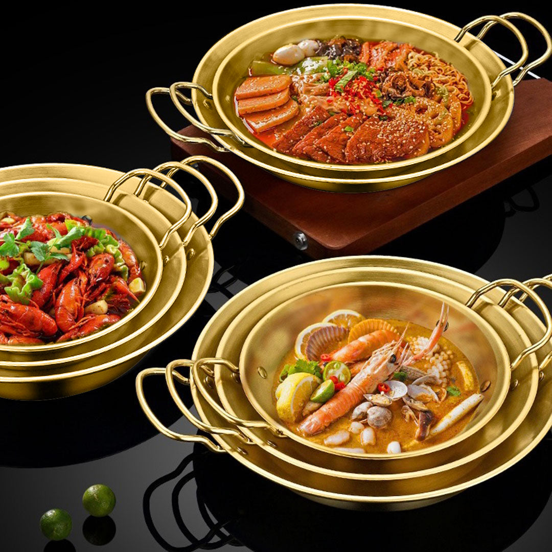 SOGA 25cm Dry Pot And crafted with 201 Material in Gold for Kitchen Essentia