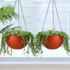 SOGA 2X Red Large Self-Watering Hanging Resin Planters