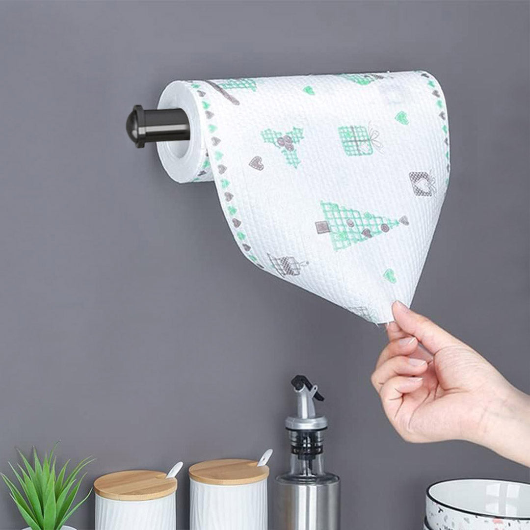 Black Wall-Mounted Kitchen Roll Holder