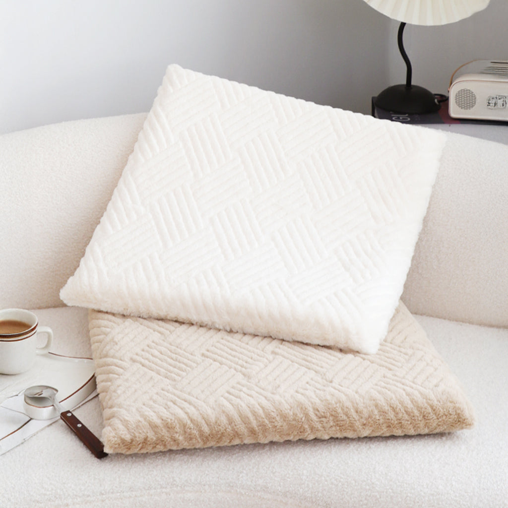 SOGA 2X 45cm White Chevron Soft Leaning Plush Seat Pillow