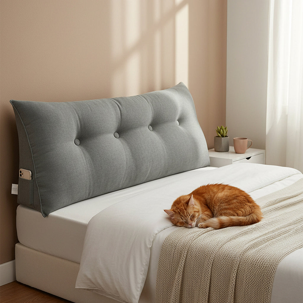 SOGA 120cm Grey Wedge Bed Cushion
