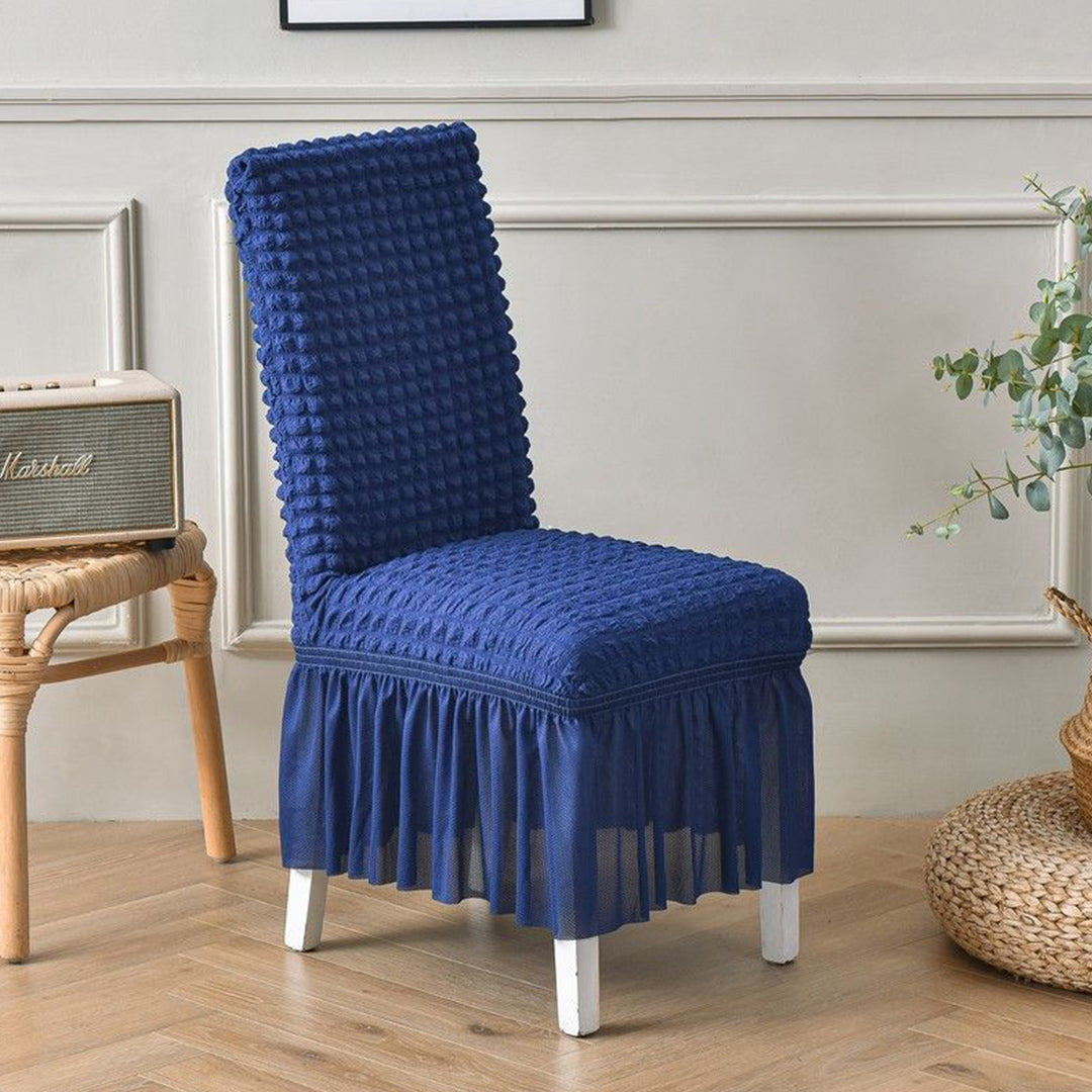 Blue Chair Cover Seat Protector with Ruffle Skirt