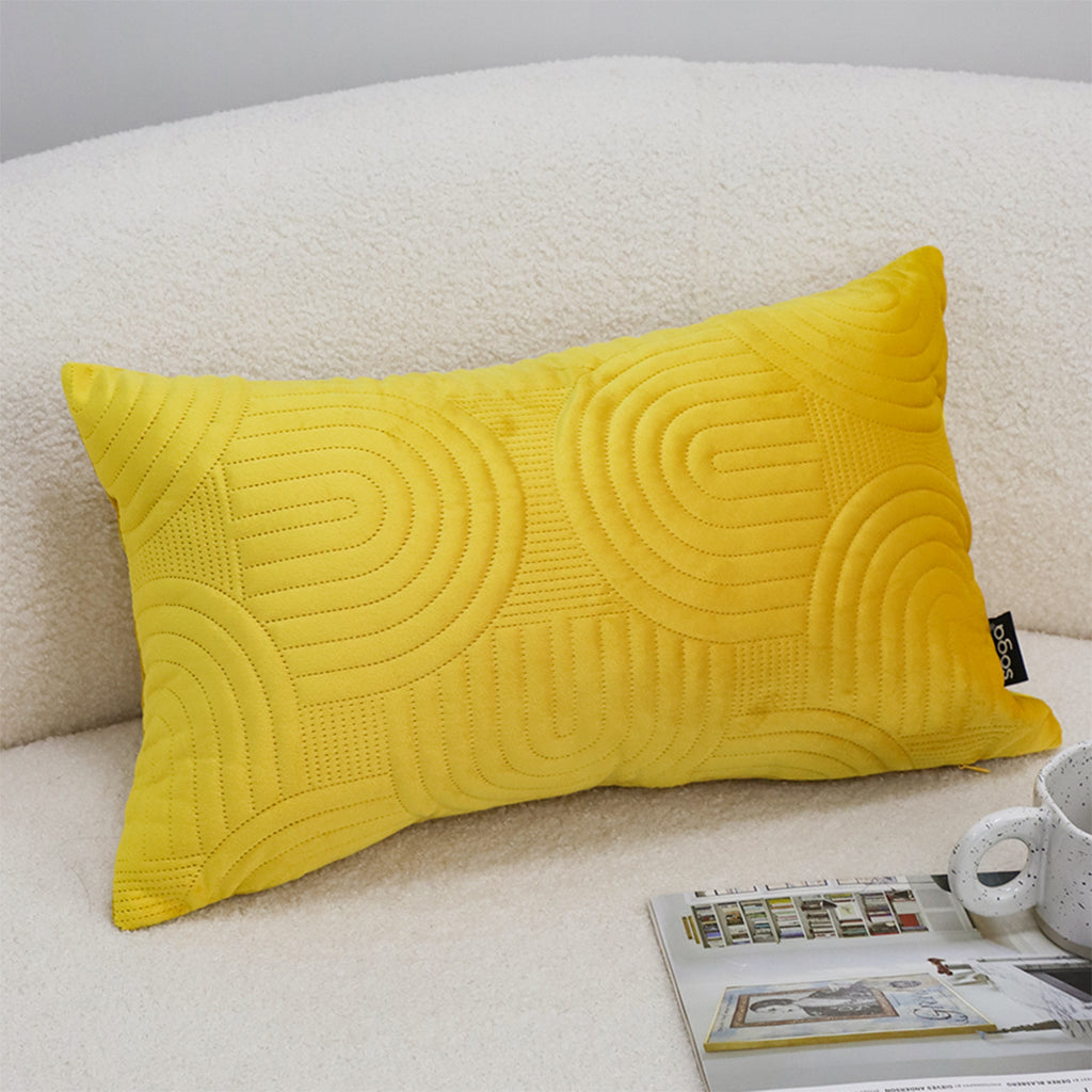 SOGA 30cm Yellow Textured Geometric Pattern Decorative Throw Pillow