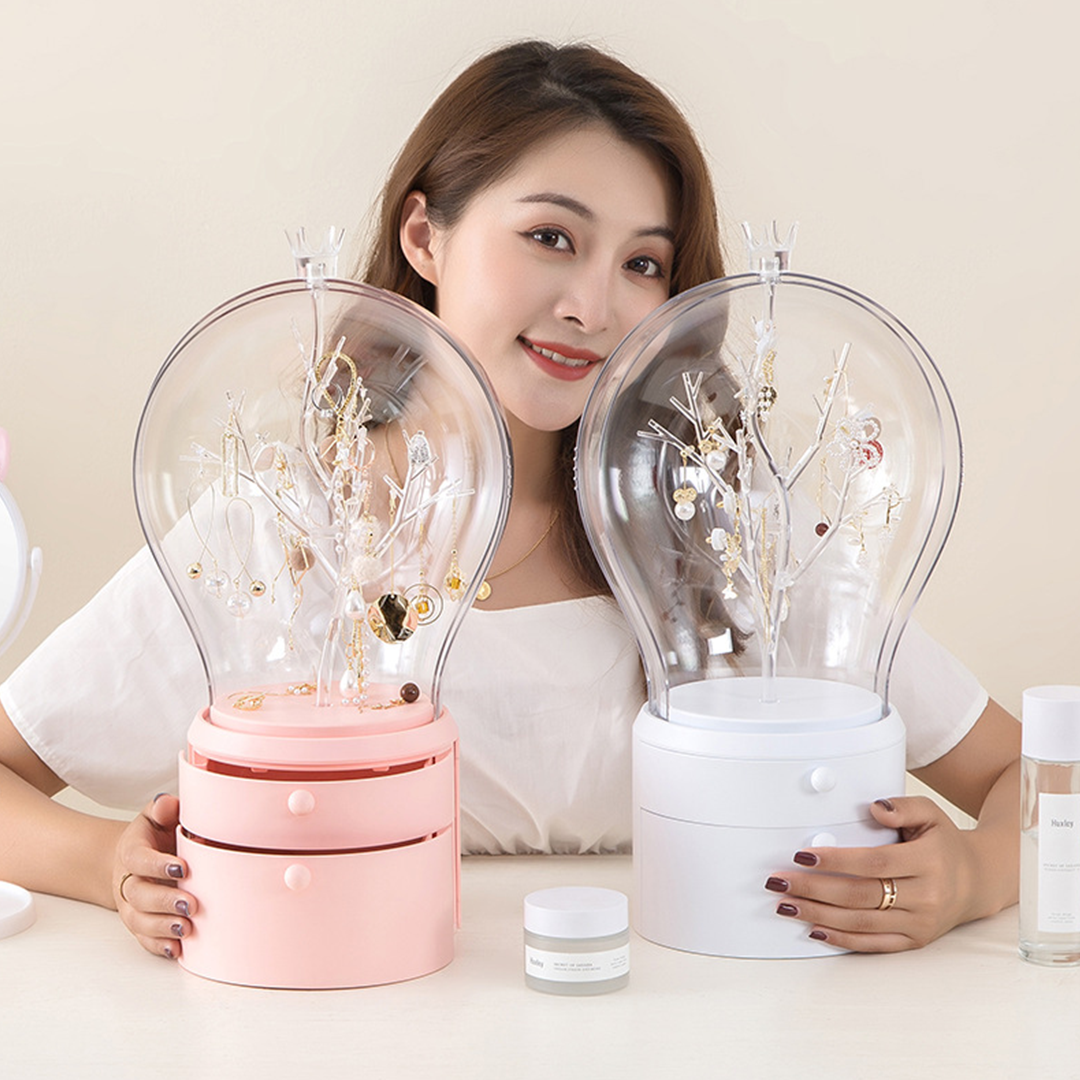 Pink 360 Degree Rotating LED Light  Jewelry Storage Organiser