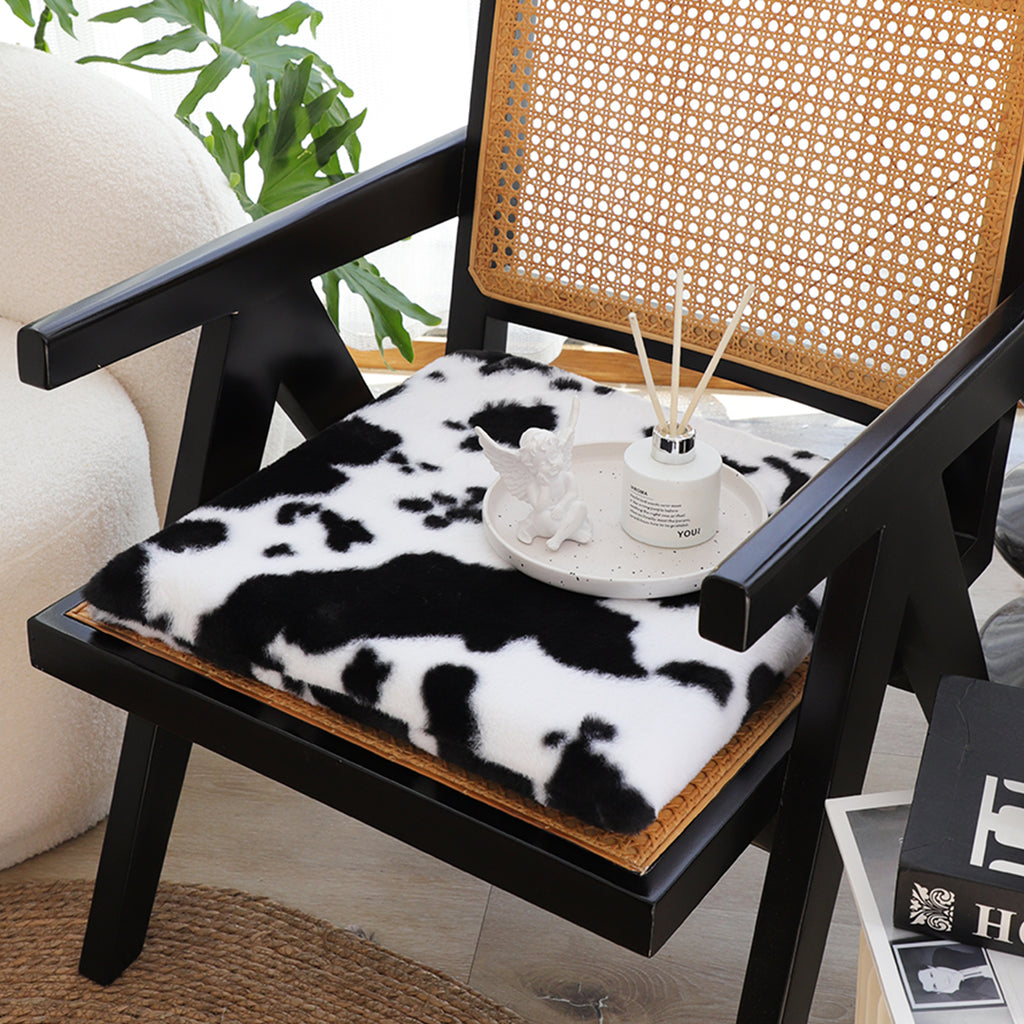 SOGA 2X 45cm Black Cow Print Soft Leaning Plush Backrest Seat Pillow
