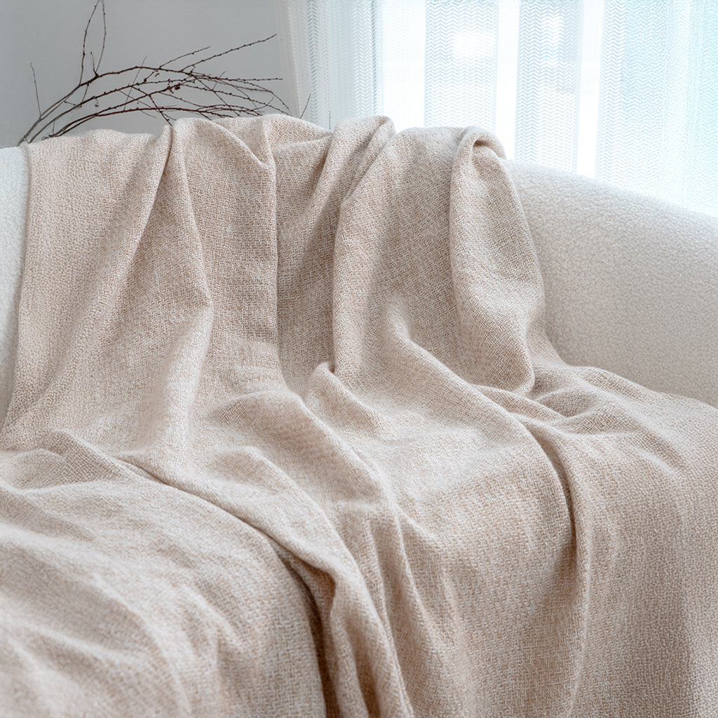 SOGA 130x190cm Earth Tone Blanket – Houndstooth Tassel Throw