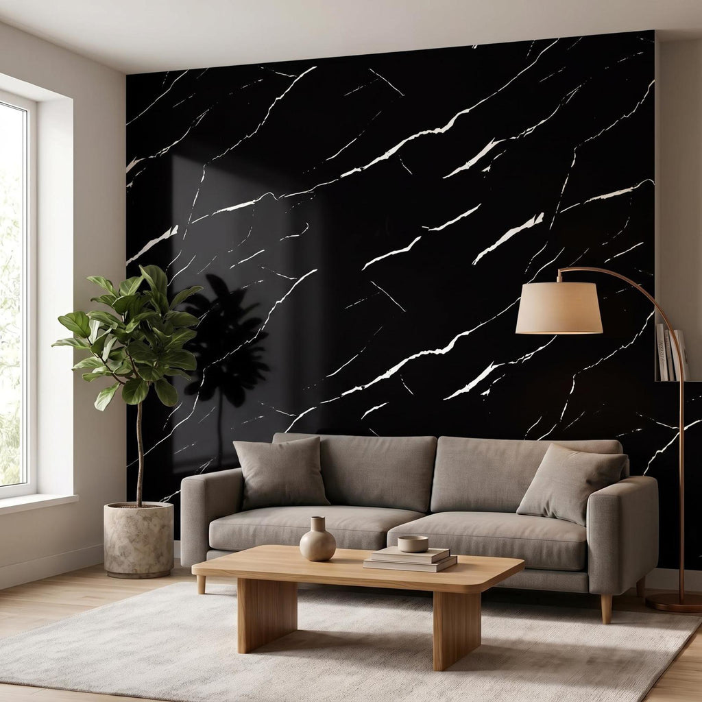 SOGA Peel & Stick Floor and Wall Tiles 30 x 60cm 10 Pack Black Faux Marble