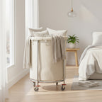 Stainless Round Linen Cart White