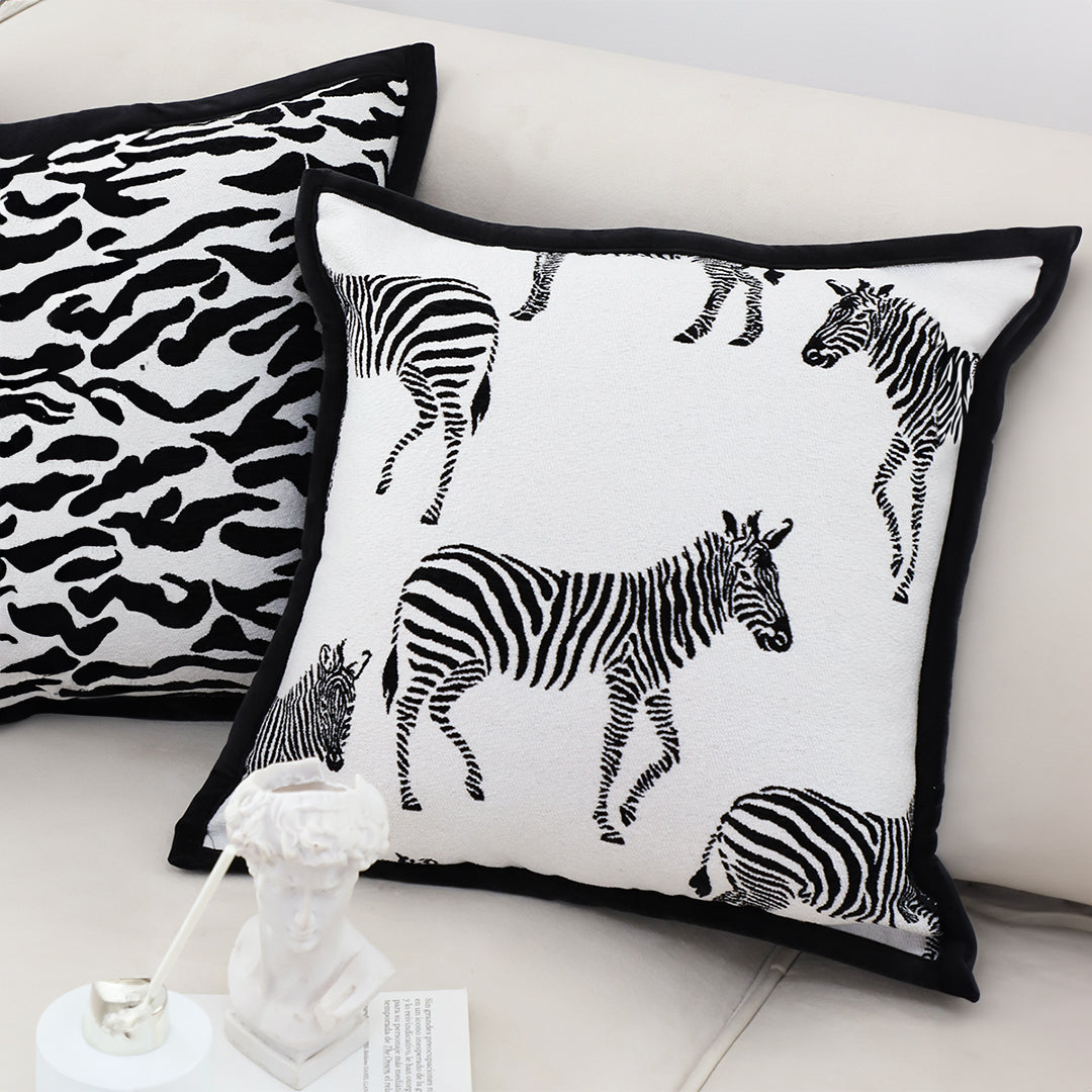 45cm Black and White Light  Luxury Zebra Cushion