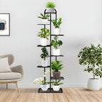8 Tier Black Metal Plant Flowerpot Display Rack