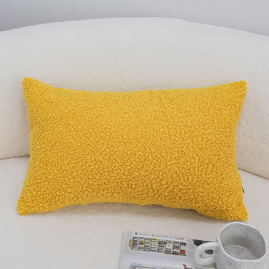 SOGA Boucle Textured Cushion 30x50cm Mustard Yellow Soft Cozy Decorative Throw Pillow