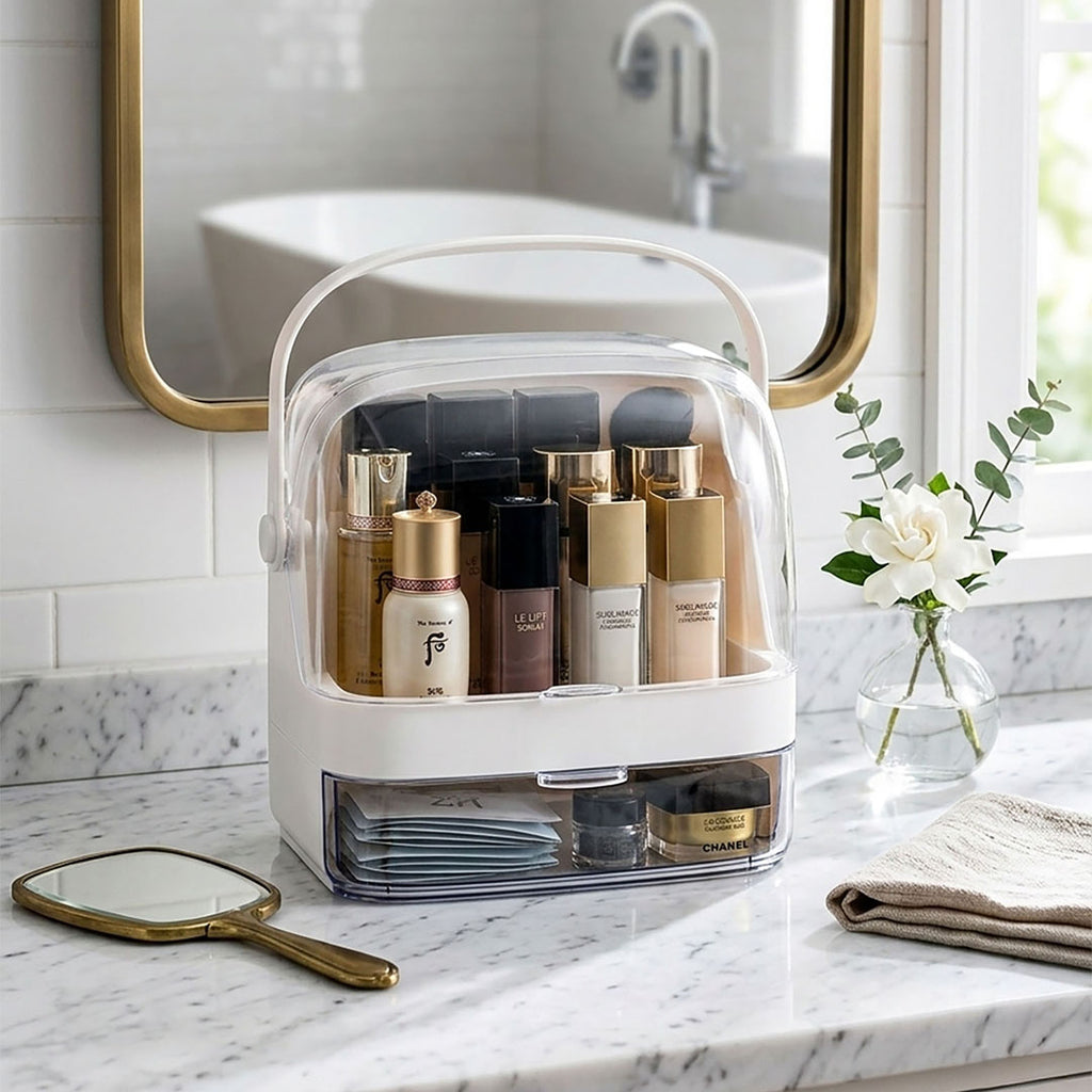 2 Tier White Countertop Makeup Storage Organiser