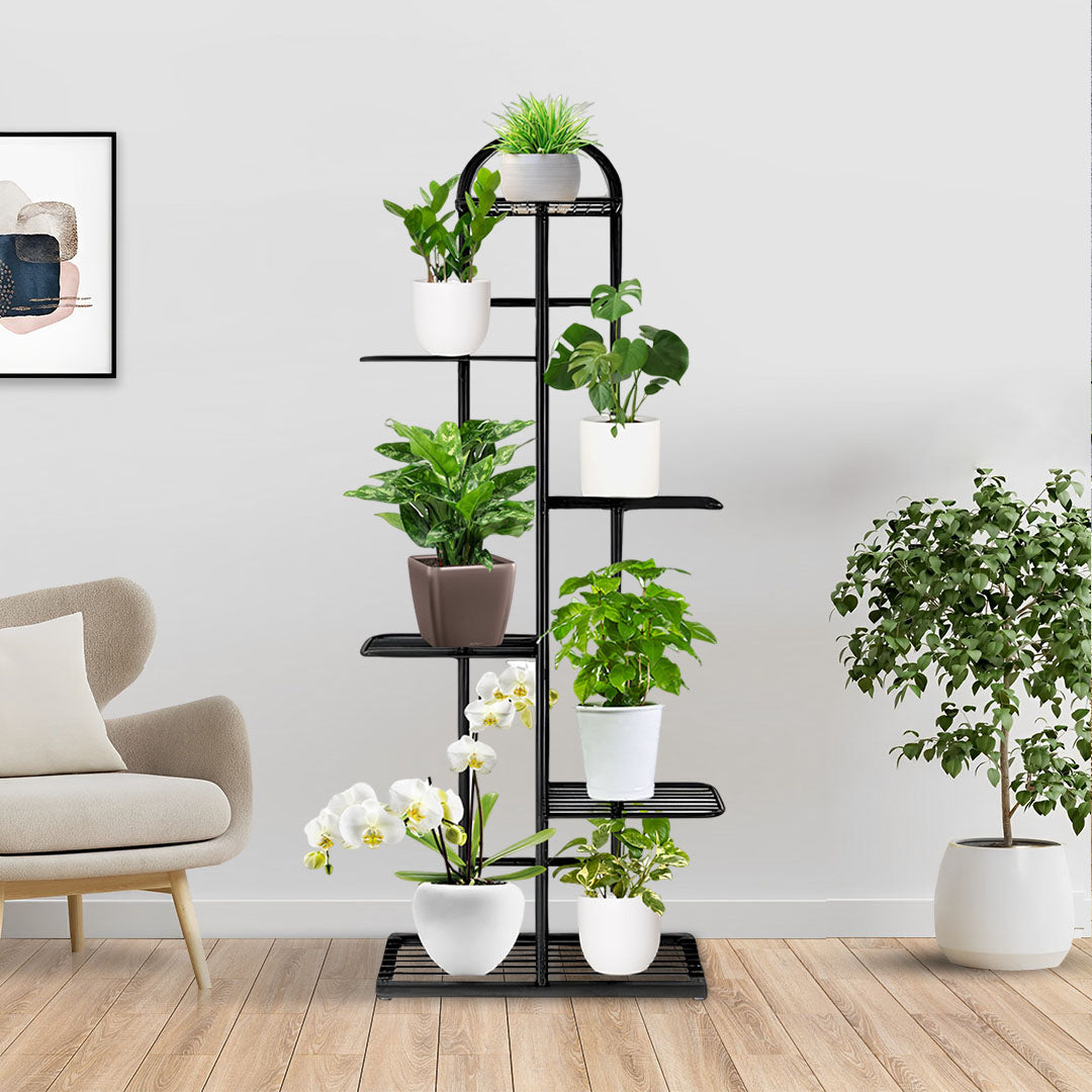 6 Tier Black Metal Plant Flowerpot Display Rack