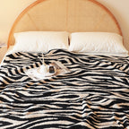 130x170cm Throw Blanket Black and White Soft Zebra Print