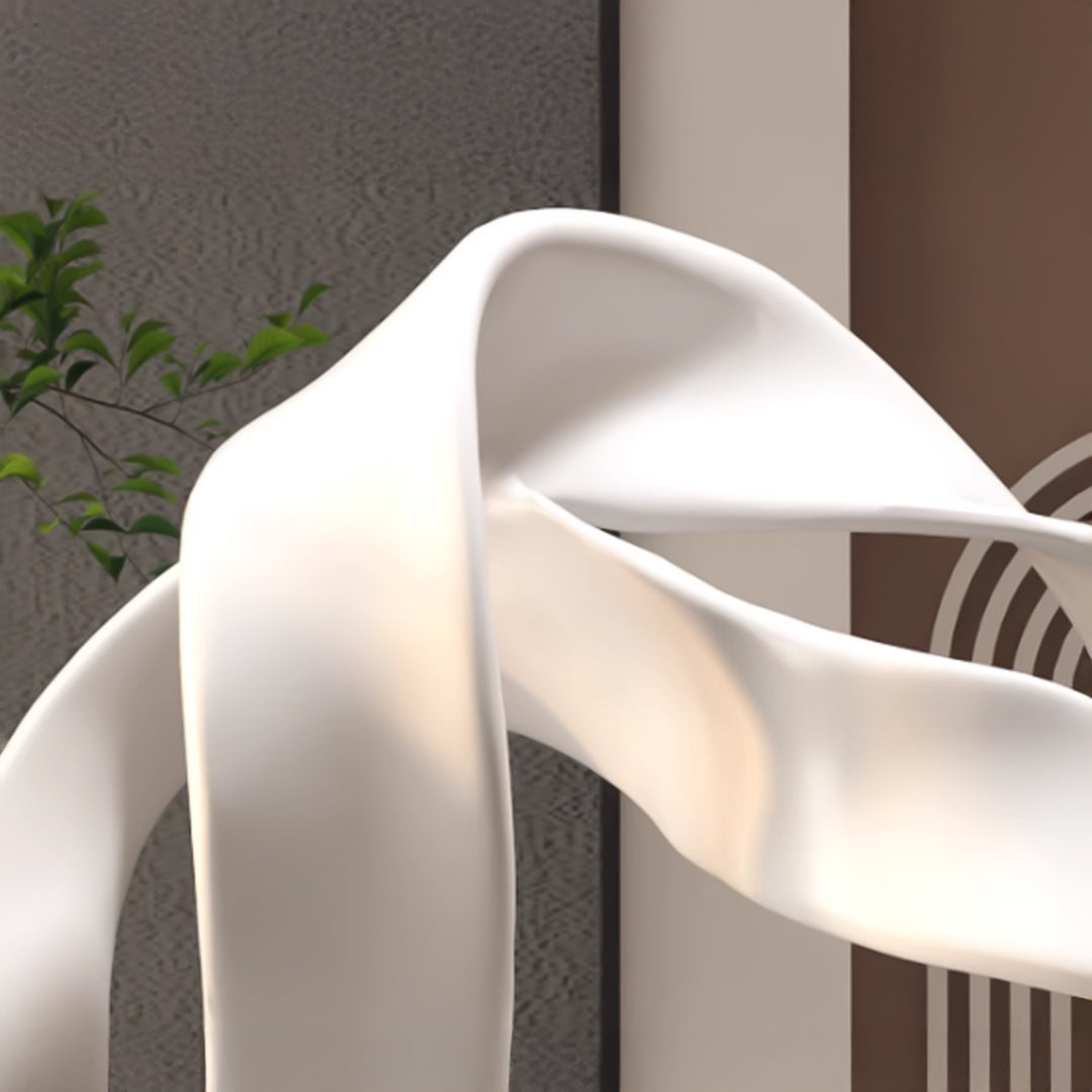 SOGA 41cm White Abstract Sculpture Loop-Inspired Art with Black Base