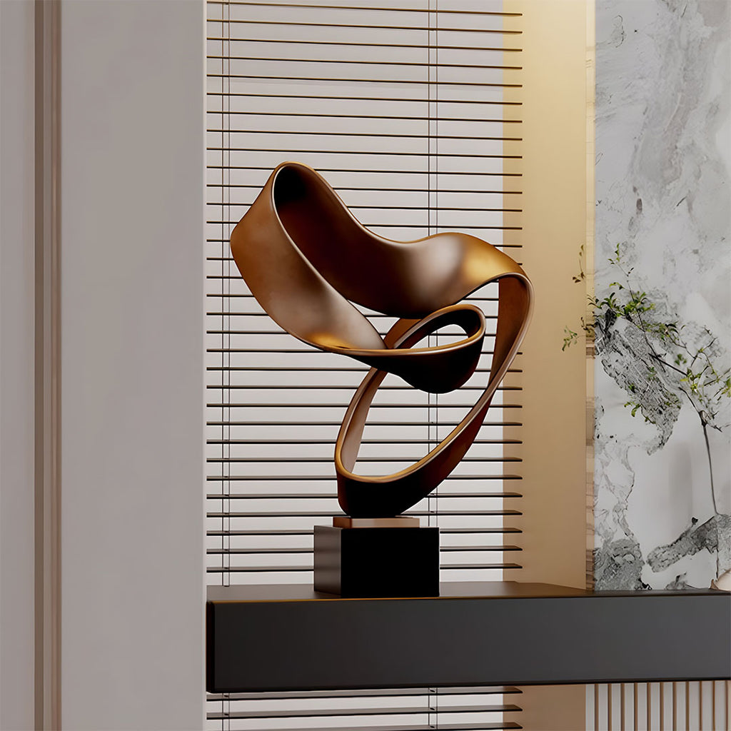 SOGA 45cm Bronze Ribbon Sculpture – Home Décor
