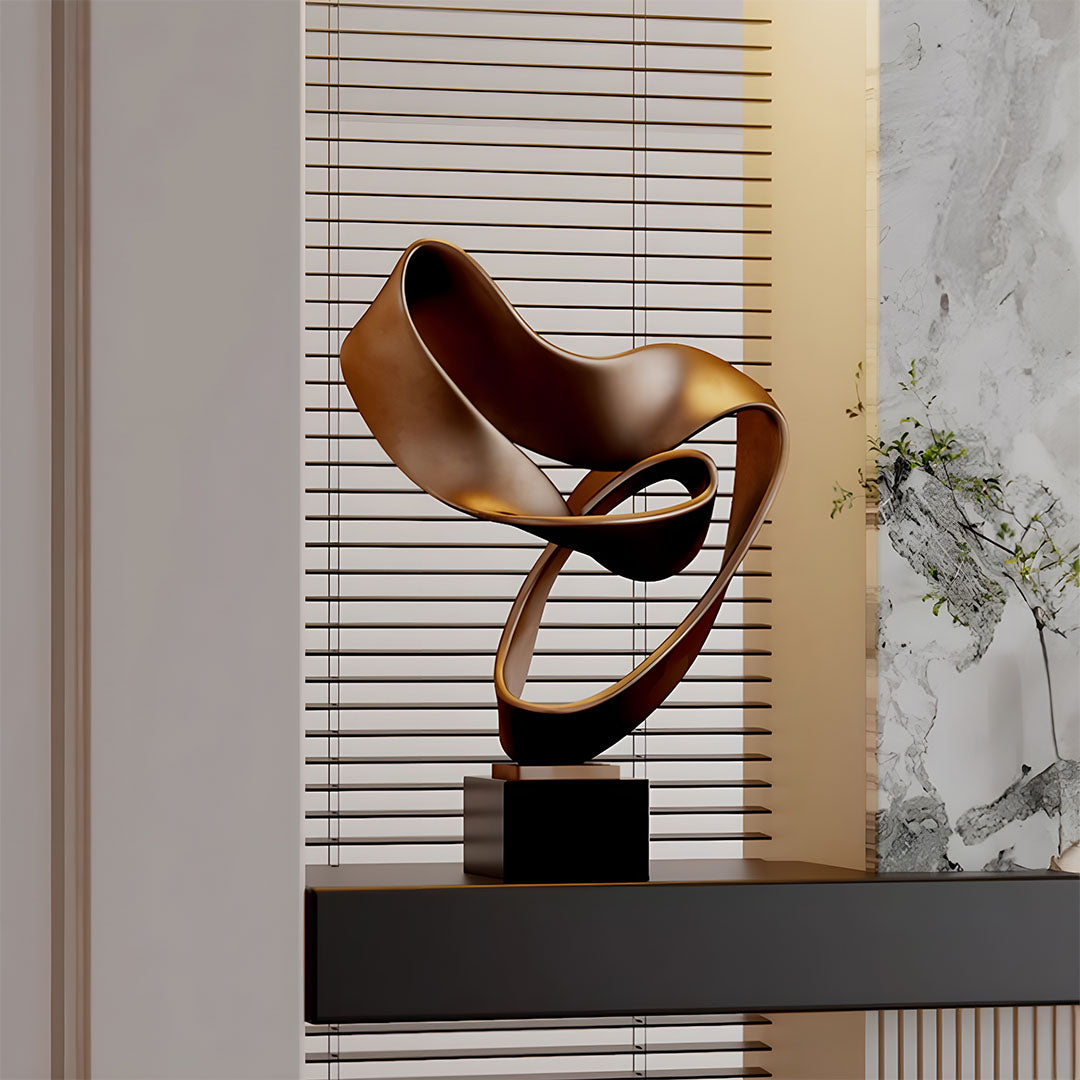 SOGA 45cm Bronze Ribbon Sculpture – Home Décor