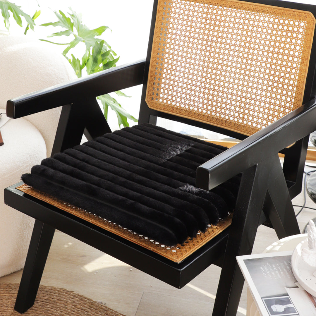 SOGA 45cm Black Corduroy Square Cushion Soft Leaning Plush Backrest Throw Seat Pillow