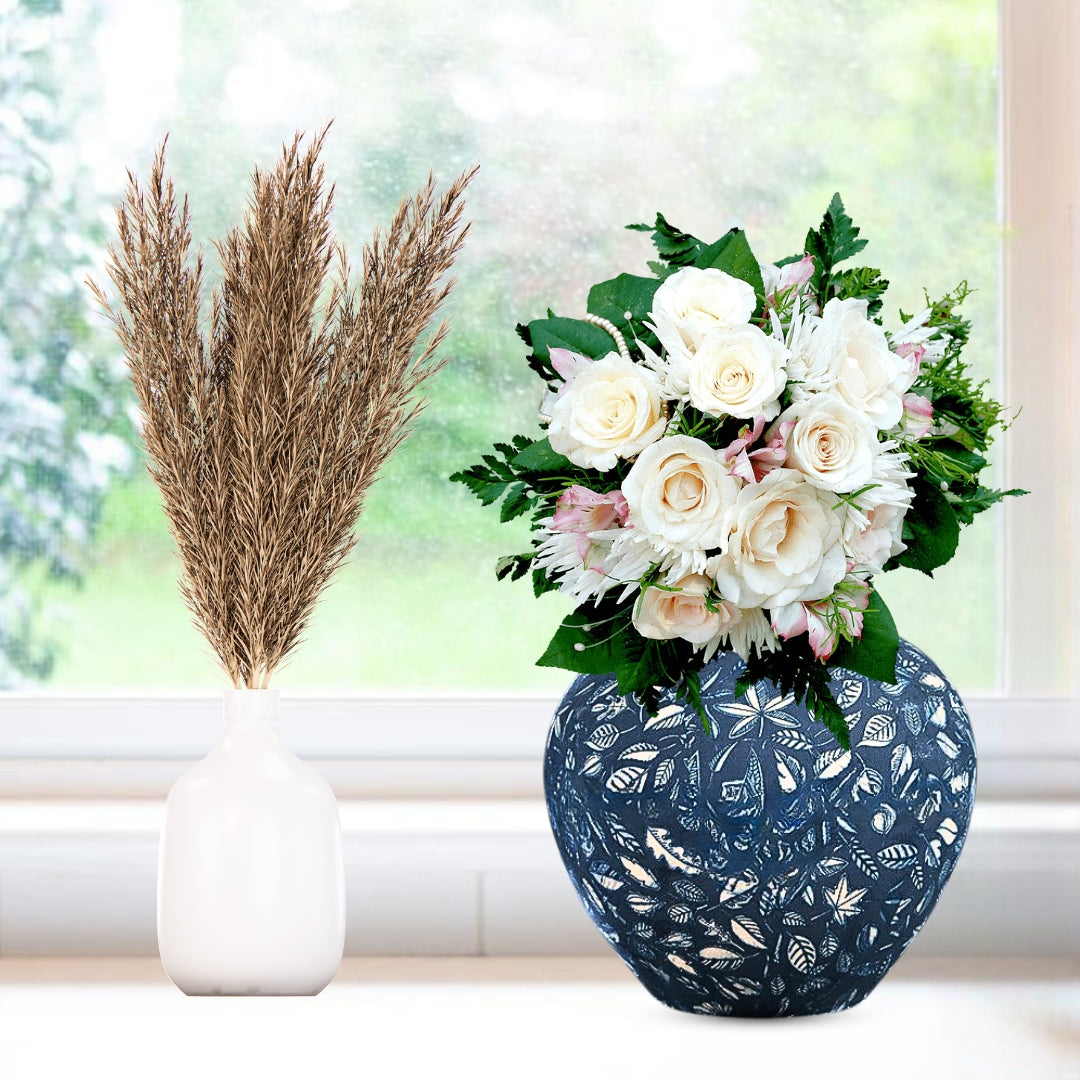 21x22cm Blue Small Ceramic Flower Vase Elegant Living Room Home Decor
