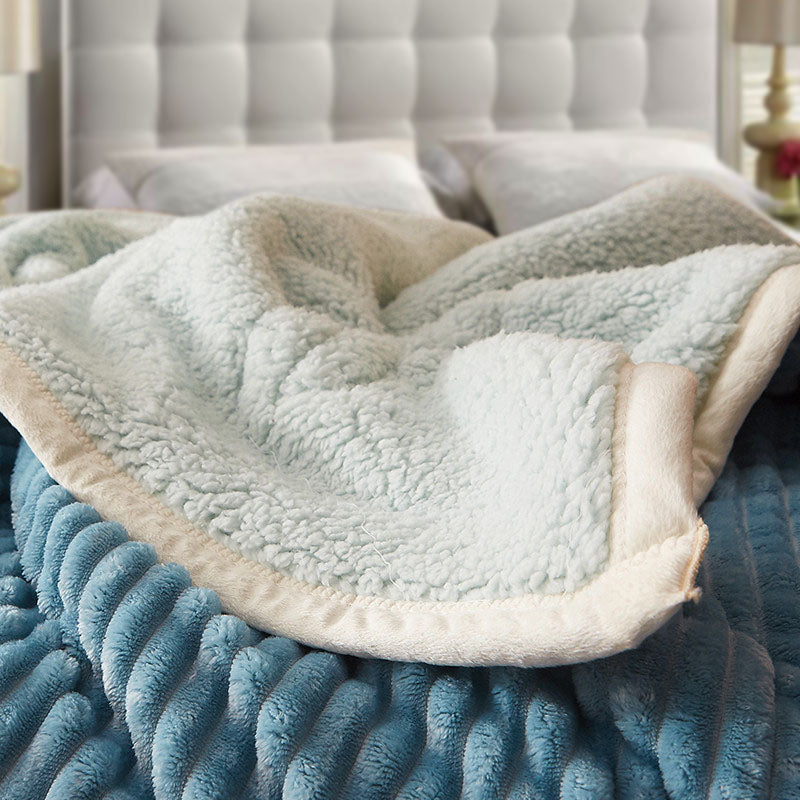 Blue Throw Blanket Warm Cozy Double Sided
