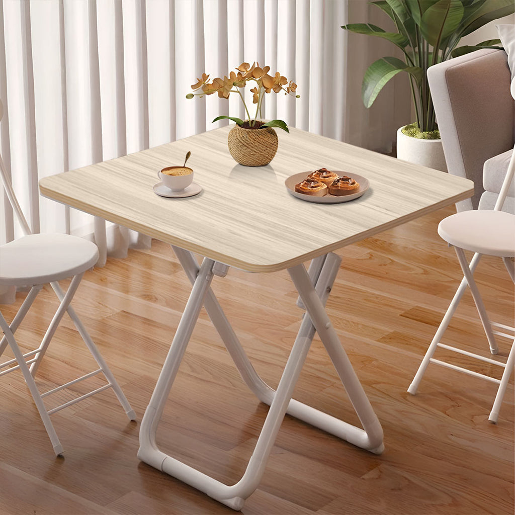 80cm Light Square Table with White Legs