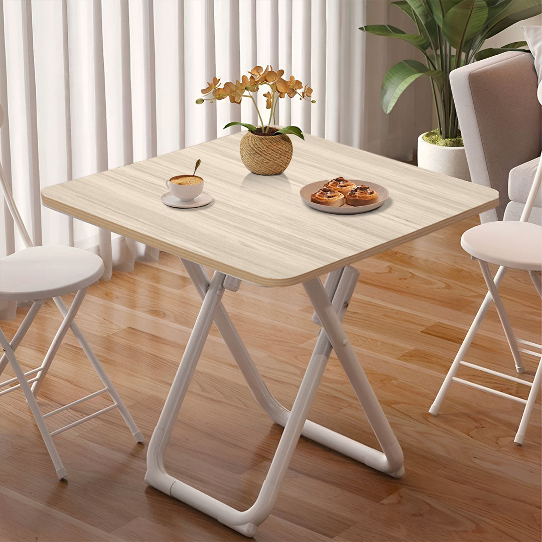 80cm Light Square Table with White Legs