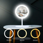 SOGA 26cm White Round Smart LED Makeup Bedroom Table Vanity Mirror Tricolor