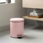 Foot Pedal Stainless Steel Trash Bin Round 7L Pink