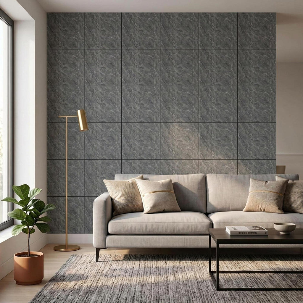 SOGA Peel & Stick Floor and Wall Tiles 60 x 60cm 10 Pack Grey Faux Marble