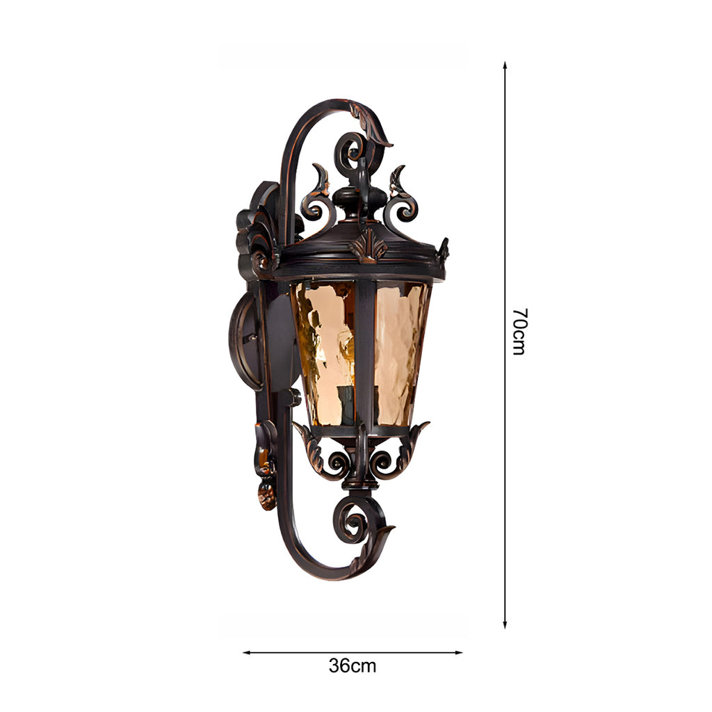Vintage Lantern 70cm Aluminum & Glass Wall Light Classic Lantern