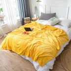 SOGA Yellow Throw Blanket Warm Cozy Striped Pattern Thin Flannel Coverlet