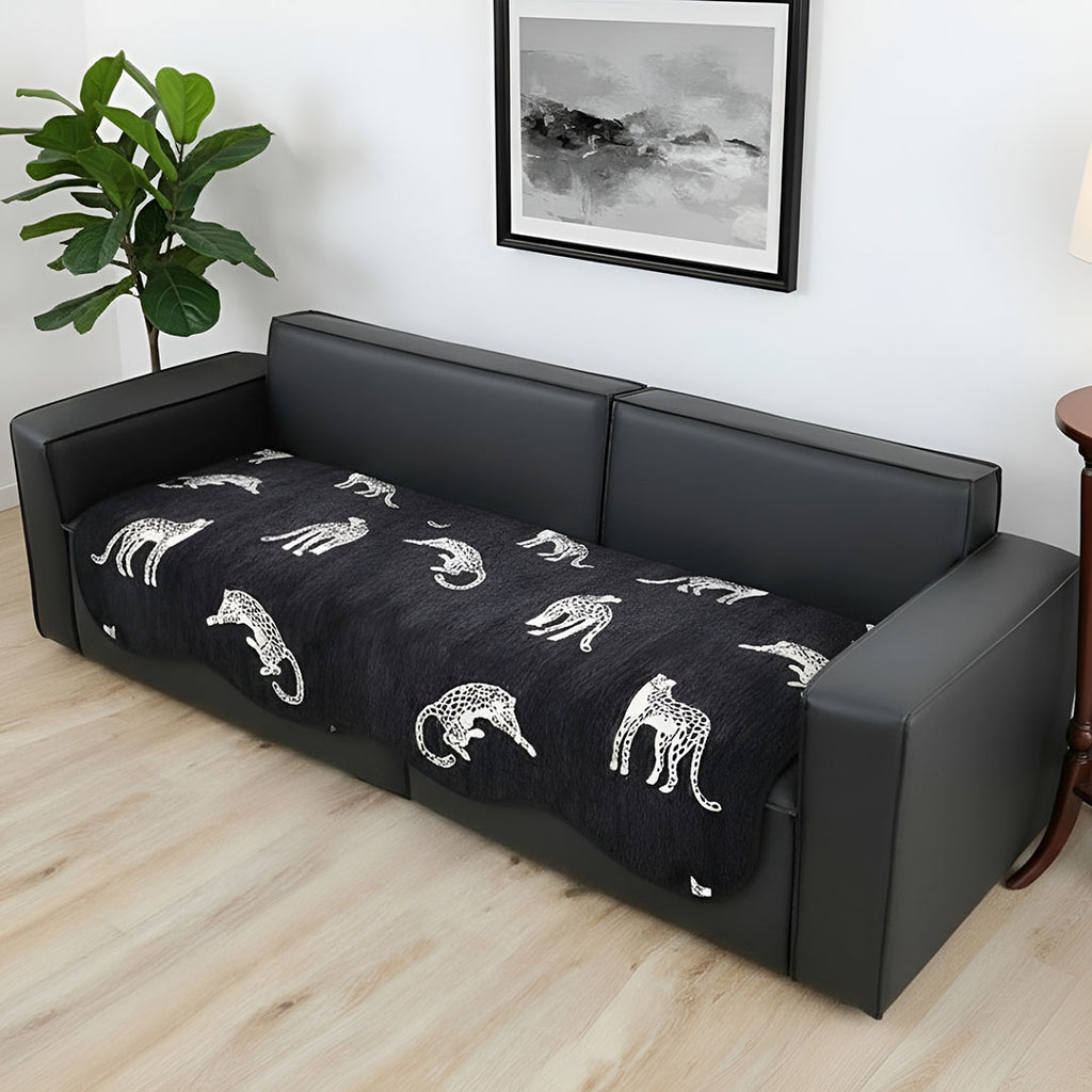 SOGA Two-Seater Black Leopard Print 90x160cm Throw Blanket Sofa Cover