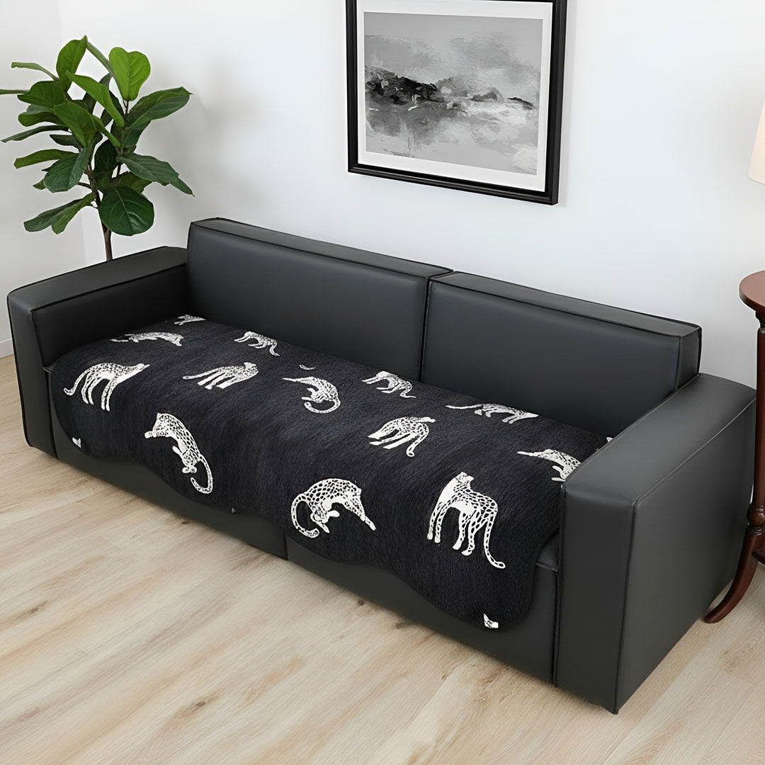 SOGA Two-Seater Black Leopard Print 90x160cm Throw Blanket Sofa Cover