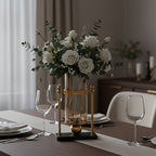 34cm Transparent Glass Vase with Candle