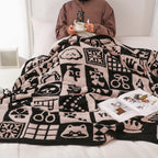 130x160cm Throw Blanket  Black and White