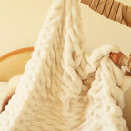 SOGA 150x200cm Throw Blanket White Double Layer Rabbit Fur Cozy