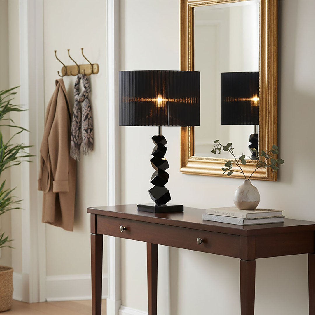 55cm Black Table Lamp with Dark Shade LED