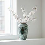 SOGA 30x19cm Green Medium Ceramic Flower Vase Elegant Living Room Home Decor