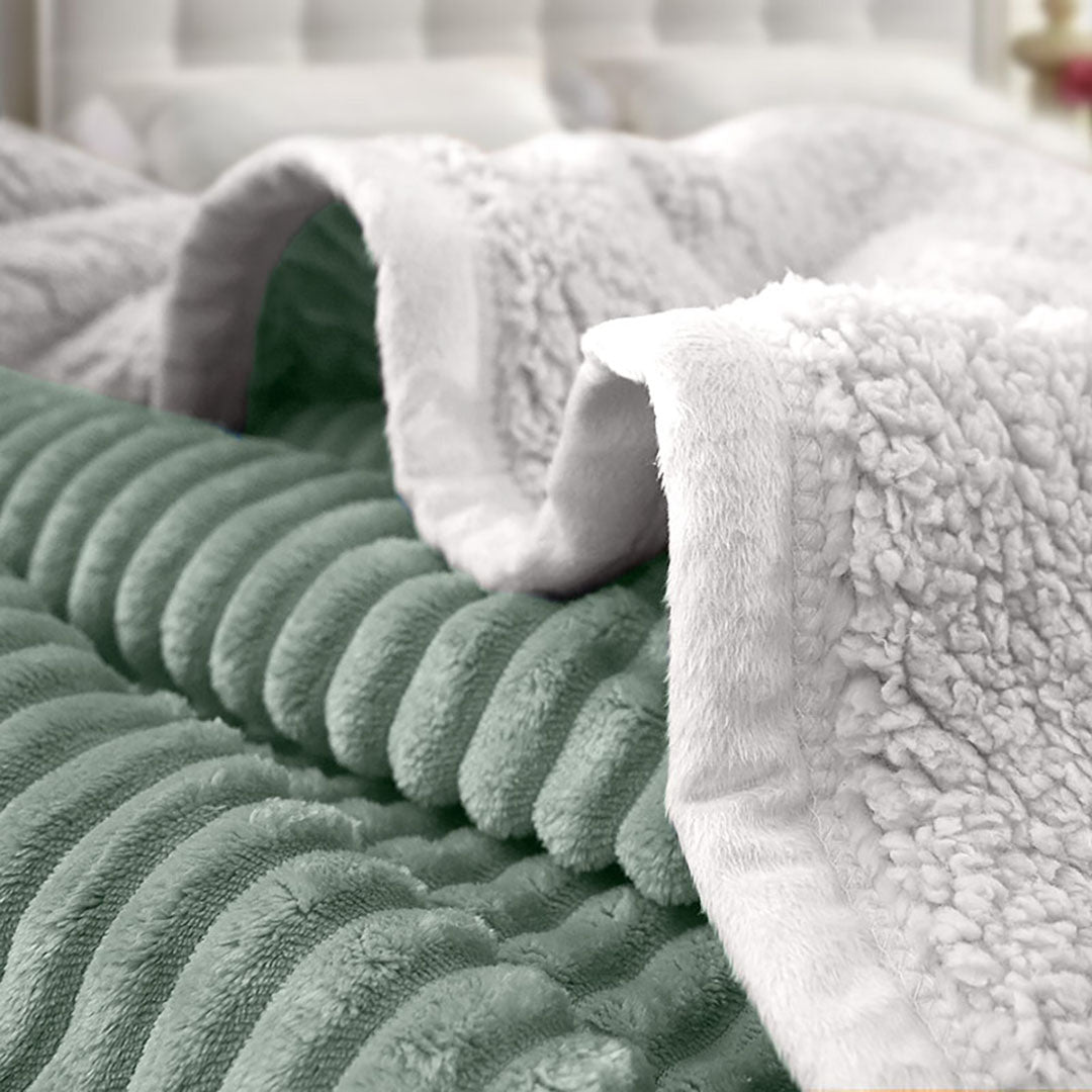 Light Green Throw Blanket Warm Cozy Double Sided