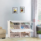 4 Tier 2 Column White Shoe Rack Organizer