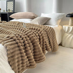 SOGA 200x230cm Warm & Cozy Flannel Polyester Throw Blanket Light Brown