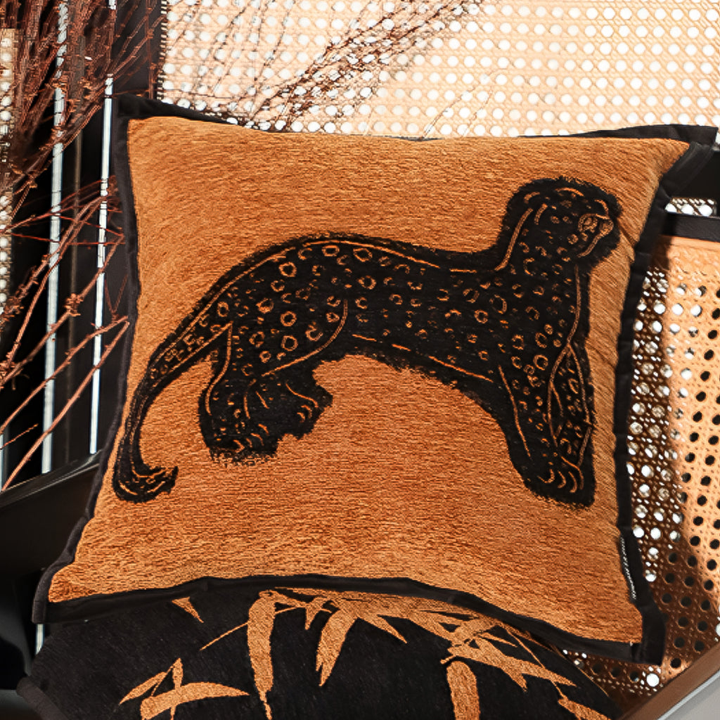 SOGA 45cm Stylish Golden Yellow Black Leopard Pattern Throw Pillow