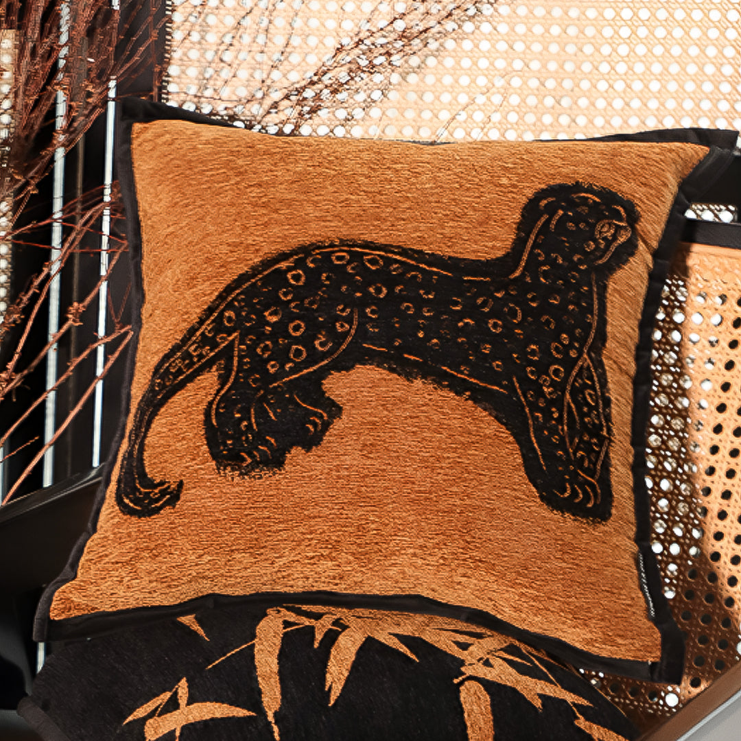 SOGA 45cm Stylish Golden Yellow Black Leopard Pattern Throw Pillow