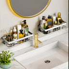 Silver Wall-Mounted Rectangular Bathroom Rack