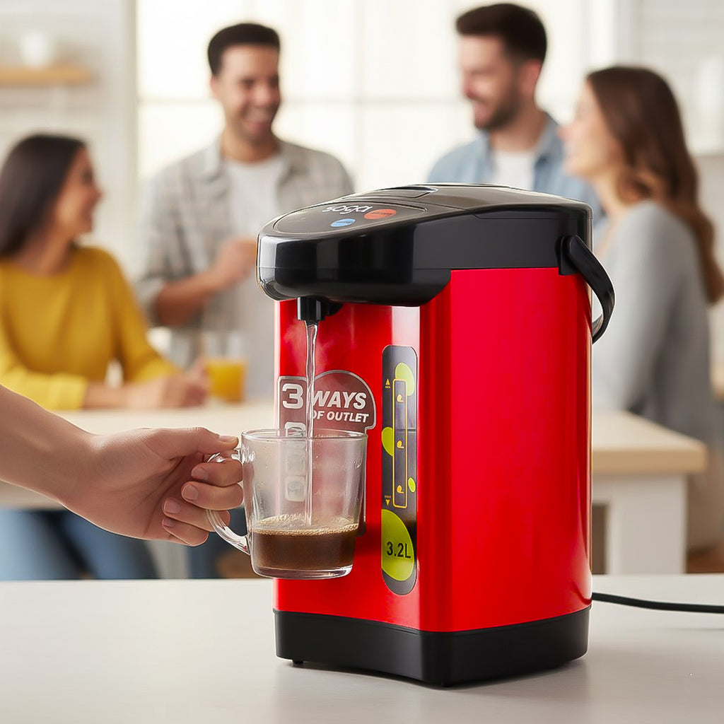 SOGA 2X 3.2L Red Stainless Steel Electric Thermal Pot Dispenser with 3 Dispensing Modes