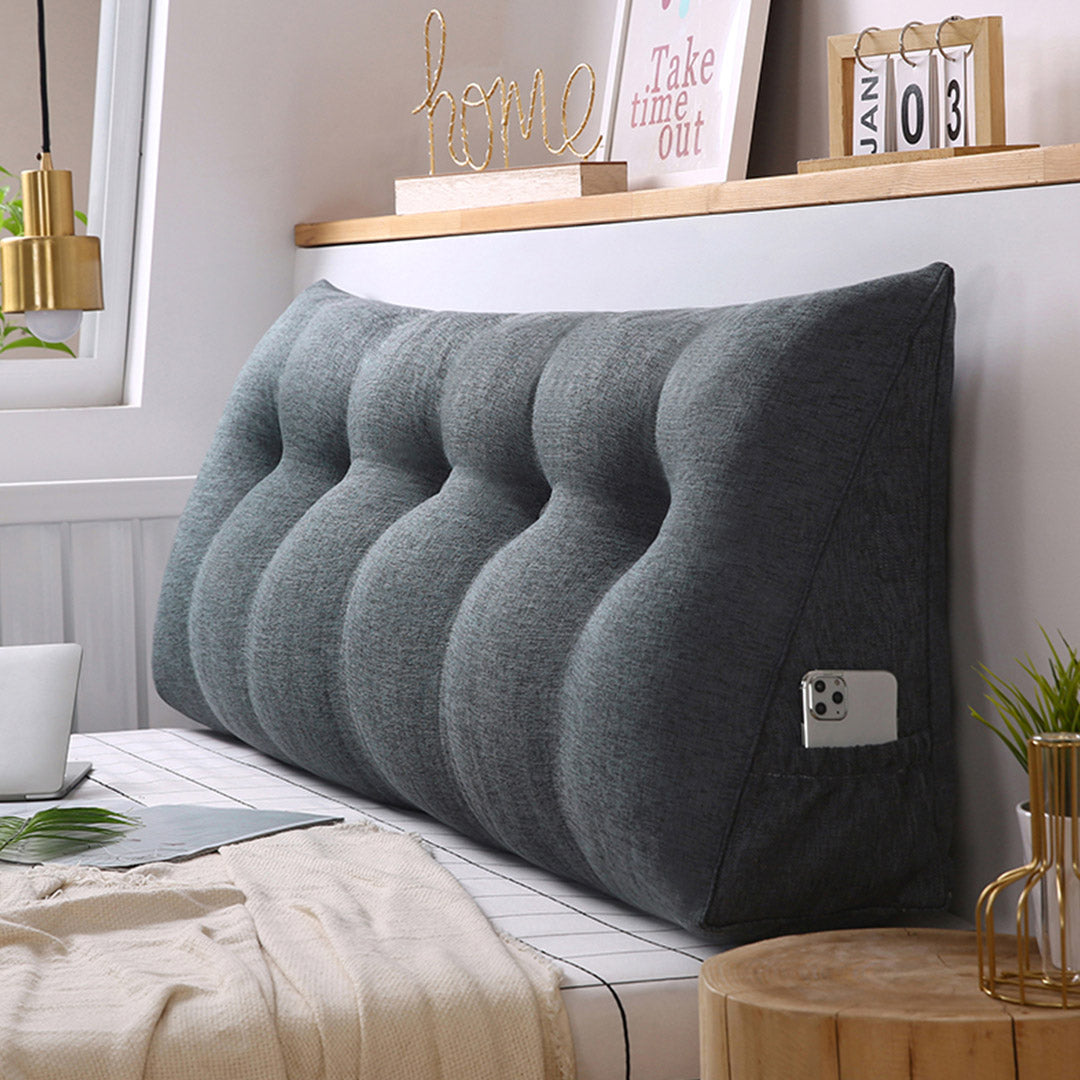 150cm Dark Grey Wedge Bed Cushion
